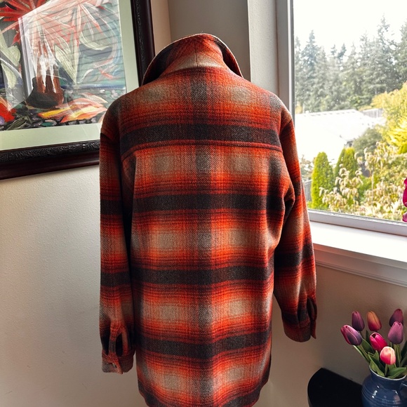 Orange Plaid 3/4 Length Jacket Wool & Mohair. Great Fall Colors c90s by Kasper - Picture 16 of 16